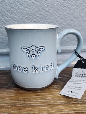 NWT Bee Kind Blue Ceramic Mug
